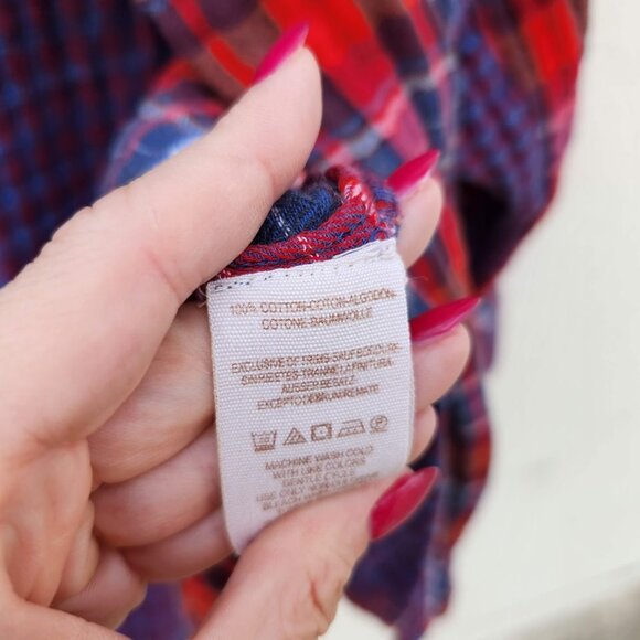 5/$100 SALE - Free People Dolman Sleeve Plaid Button Front - Picture 5 of 6